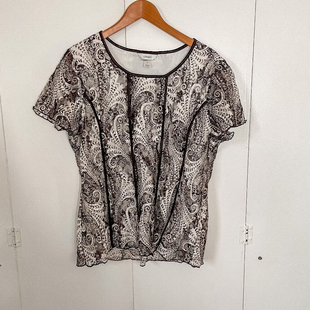 CJ Banks Corset Style Top Whisigoth Fairy Grunge Brown & White, Sz 1X